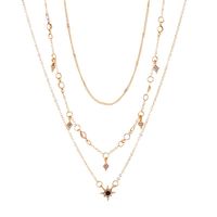 New Necklace Three-layer Six-pointed Star Pendant Necklace Clavicle Chain Geometric Diamond Star Multi-layer Alloy Necklace main image 5