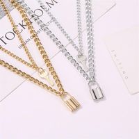 New Necklace Hip Hop Lock Key Metal Pendant Necklace Necklace Exaggerated Thick Chain Double Necklace main image 3