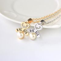 Hot Letters Lil Big Sister Good Sister Love Pearl Necklace Yiwu Nihaojewelry Wholesale main image 3