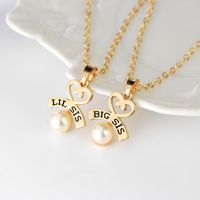 Hot Letters Lil Big Sister Good Sister Love Pearl Necklace Yiwu Nihaojewelry Wholesale main image 4