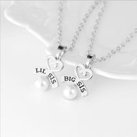 Hot Letters Lil Big Sister Good Sister Love Pearl Necklace Yiwu Nihaojewelry Wholesale main image 5