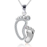 New Fashion Big Feet And Small Feet Pendants Mother&#39;s Day Family Necklace Wholesale main image 4