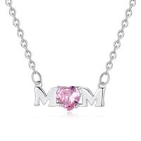 New Mother&#39;s Day Necklace Pink Heart Shaped Zircon Alphabet Necklace Necklace Wholesale main image 1