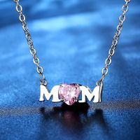 New Mother&#39;s Day Necklace Pink Heart Shaped Zircon Alphabet Necklace Necklace Wholesale main image 3