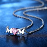 New Mother&#39;s Day Necklace Pink Heart Shaped Zircon Alphabet Necklace Necklace Wholesale main image 4