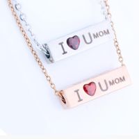 Stainless Steel Ing Column Necklace Electroplating 18k Rose Gold Mother&#39;s Day Necklace Wholesale main image 2