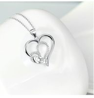 Muttertag Geschenk Außenhandel Europa Und Amerika    Explosive Einfache Zirkon Doppel Herz Anhänger Halskette main image 1