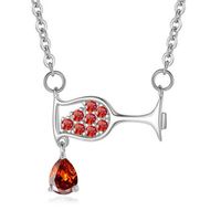 2019 Ornement Commerce Extérieur Européen Et Américain Collier Zircon Gouttes D'eau Vin Verre Collier  Hot Creative Croix-frontière Vente Chaude main image 4