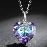 New Fashion Simple Heart-shaped Crystal Necklace For Women Wholesale main image 3