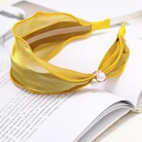 New Fashion Satin And Bright Silk Fabric Rhinestone Pearl Cheap Headband Wholesale sku image 3