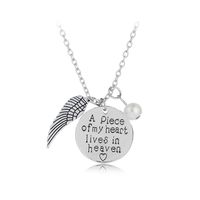 New Fashion Round Wings Pendant Necklace A Piece Of My Heart In Heaven Necklace sku image 1