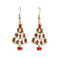 New Fashion Christmas Color Cute Dripping Oil Christmas Tree Earring Necklace Set Wholesale sku image 2