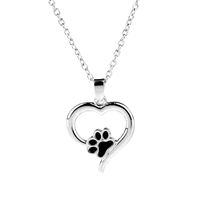 New Fashion Pet Dog Paw Hollow Love Footprints Necklace Wholesale sku image 1