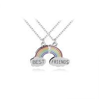 Fashion Creative Rainbow Necklace Mejores Amigos Mejores Amigos Accesorios Para Collar De Costura De Dos Pétalos sku image 2