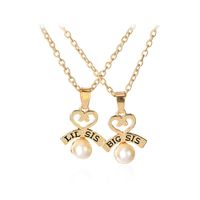Hot Letters Lil Big Sister Good Sister Love Pearl Necklace Yiwu Nihaojewelry Wholesale sku image 1