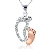 New Fashion Big Feet And Small Feet Pendants Mother&#39;s Day Family Necklace Wholesale sku image 1
