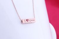 Stainless Steel Ing Column Necklace Electroplating 18k Rose Gold Mother&#39;s Day Necklace Wholesale sku image 2