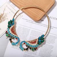 New   Fashion  Colorfut Full Of Diamond Alloy  Peacock Shape Necklace  Wholesale main image 1