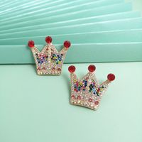 Fashion New  Crown  For Women Full Of  Diamond Cute Simple  Earrings  Nihaojewelry Wholesale main image 6