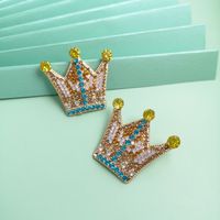 Fashion New  Crown  For Women Full Of  Diamond Cute Simple  Earrings  Nihaojewelry Wholesale main image 4