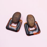 New Fashion  Wooden Earrings Resin Geometric Creative Retro Simple Classic Solid Color Earrings Wholesale main image 1