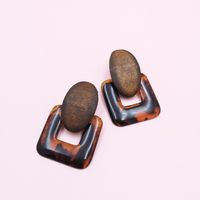 New Fashion  Wooden Earrings Resin Geometric Creative Retro Simple Classic Solid Color Earrings Wholesale main image 3