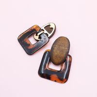 New Fashion  Wooden Earrings Resin Geometric Creative Retro Simple Classic Solid Color Earrings Wholesale main image 4