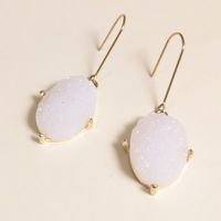 New Simple Alloy Resin  Pendant Oval Water Drop Shape  Earrings Nihaojewelry Wholesale main image 2