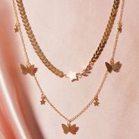 New Fashion Multilayer Butterfly Necklace Delicate Hollow Butterfly Pendant Necklace Nihaojewelry Wholesale sku image 1