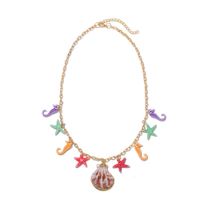 Hot-selling Jewelry Candy-colored Marine Models Shell Seahorse Starfish Pendant Necklace   Nihaojewelry Wholesale sku image 1
