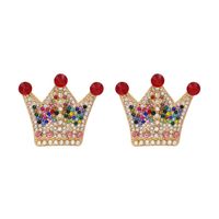 Fashion New  Crown  For Women Full Of  Diamond Cute Simple  Earrings  Nihaojewelry Wholesale sku image 1