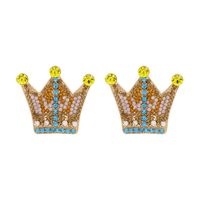 Fashion New  Crown  For Women Full Of  Diamond Cute Simple  Earrings  Nihaojewelry Wholesale sku image 2