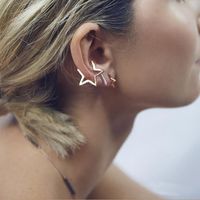 Korean Fashion Simple Cold Wind Hollow Five-pointed Star Shape Ear Hanging Ear Bone Ear Clip Nihaojewelry Whole main image 1