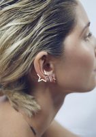 Korean Fashion Simple Cold Wind Hollow Five-pointed Star Shape Ear Hanging Ear Bone Ear Clip Nihaojewelry Whole main image 3
