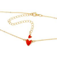 Hot Sale Red Love Necklace Drop Oil Double Peach Heart Necklace Clavicle Chain Heart Necklace Wholesale main image 4