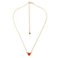 Hot Sale Red Love Necklace Drop Oil Double Peach Heart Necklace Clavicle Chain Heart Necklace Wholesale main image 5