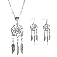 Fashion Simple  Clavicle Chain  Personality Dream Catcher Feather Pendant Necklace Earring  Set Nihaojewelry Wholesale main image 1