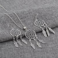 Fashion Simple  Clavicle Chain  Personality Dream Catcher Feather Pendant Necklace Earring  Set Nihaojewelry Wholesale main image 3