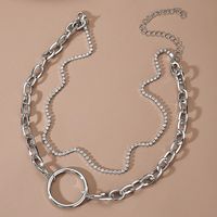 Popular Jewelry Simple Creative Double Alloy Circle Pendant Clavicle Chain   Nihaojewelry Wholesale main image 4