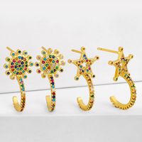 New Fashion  Rainbow Earrings  Simple Five-pointed Star Copper  Earrings Nihaojewelry Wholesale main image 1