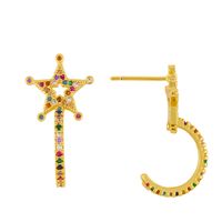 New Fashion  Rainbow Earrings  Simple Five-pointed Star Copper  Earrings Nihaojewelry Wholesale main image 5