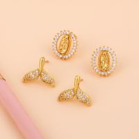 New Popular  Virgin Mary Earrings Fishtail  Copper Earrings Nihaojewelry Wholesale main image 5