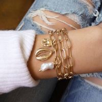 2019 Europäische Und Amerikanische Grenz Überschreitende Neue Accessoires Mode Übertriebene Kette Perle Muschel 3-teiliges Armband Armband main image 1