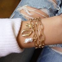 New Shell  Bracelet Set  Fashion Exaggerated Chain Pearl Shell Bracelet For Women main image 1