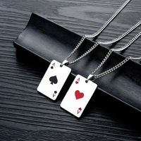 Titanium Steel Men's Necklace  Hip-hop Hipster Spades A Men And Women Necklace Personalized Playing Card Pendant main image 4