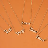 New Hot Selling Jewelry Personality Creative Twelve Constellation Necklace Retro English Alphabet Pendant Clavicle Chain main image 5