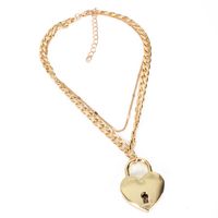 Fashion  Simple Love Lock Pendant Necklace Female Heart Pendant Necklace  Nihaojewelry Wholesale main image 5
