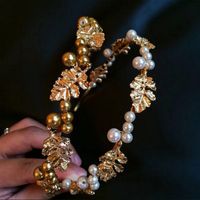 جديد الباروك الرجعية اللؤلؤ اليد المنسوجة أوراق الشعر الفرقة Nihaojewelry بالجملة main image 3