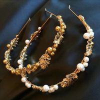 New Baroque Retro Pearl Hand Woven Leaf Hair Band  Nihaojewelry Wholesale main image 4