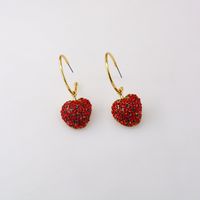 Cute Strawberry Diamond Earrings Nihaojewelry Wholesale Rhinestones Korean Sweet Earring Simple Fruit Earrings Women main image 2